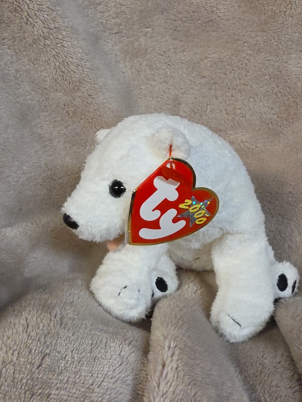 Ty White Polar Bear Plush with Red Heart Tag